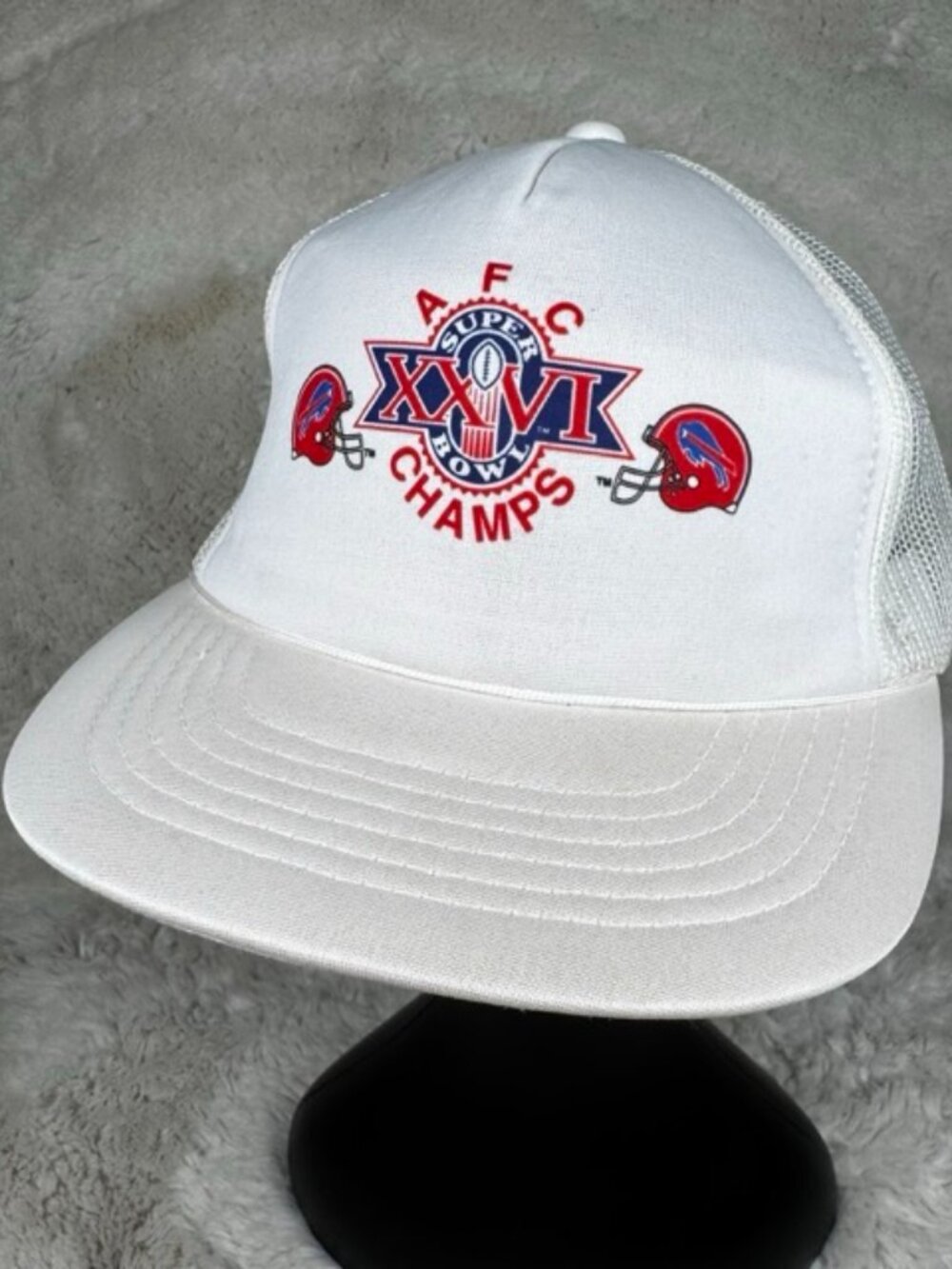 Vtg 90s Buffalo Bills AFC NFL Football Snapback Hat Cap White Super Bowl XXVI